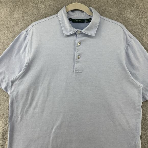 Bobby Jones Shirt Mens L Blue Cotton Polo 1/4 Button Preppy Short Sleeve Sport - Picture 3 of 10